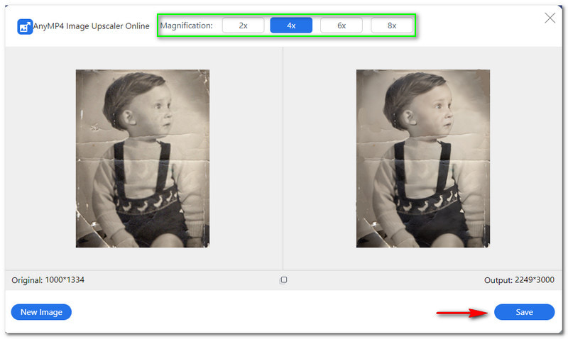 Bästa programvaran för fotorestaurering AnyMP4 Free Image Upscaler Online