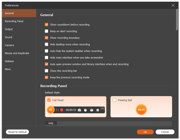 Recording Setting Aiseesoft Screen Recorder