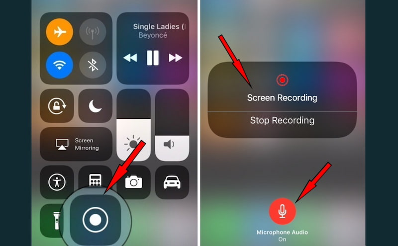 माइक्रोफ़ोन के साथ iOS स्क्रीन रिकॉर्डिंग