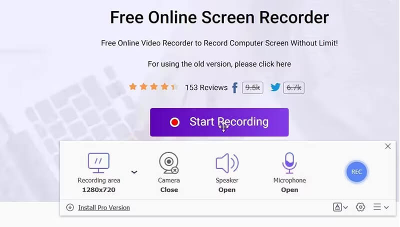 AceThinker निःशुल्क ऑनलाइन स्क्रीन रिकॉर्डर रिकॉर्डिंग वेब