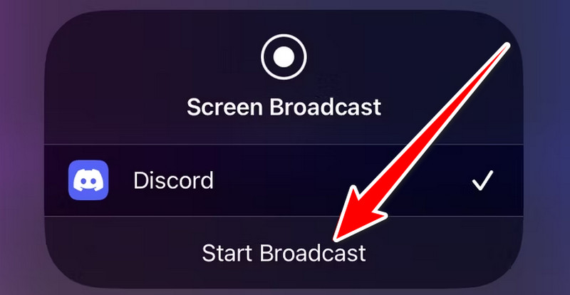 Κάντε κλικ στο Start Broadcast to Screen Share
