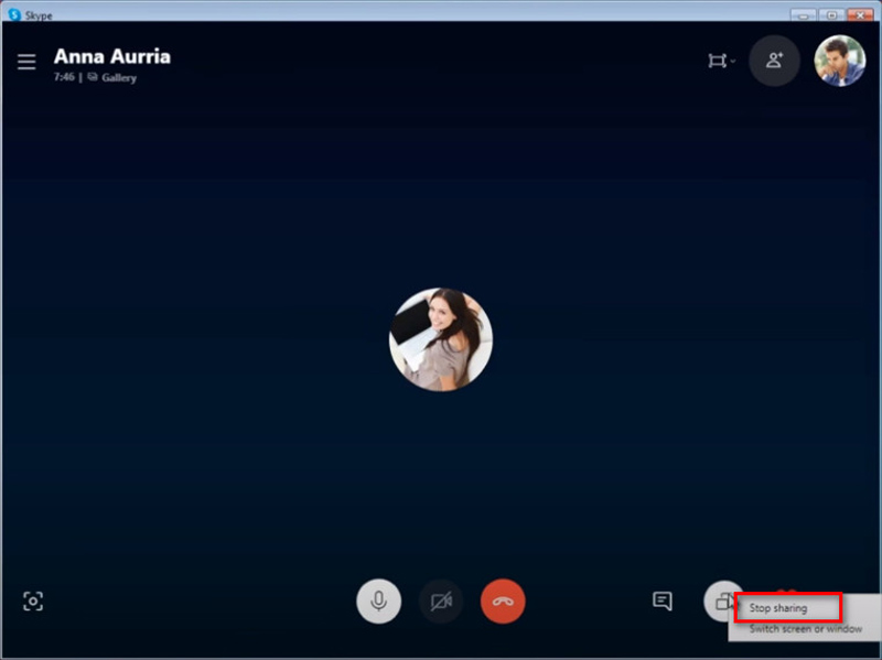 Skype: Bildschirmfreigabe beenden