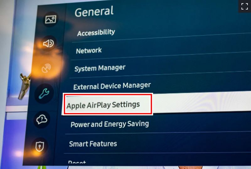 Kliknij opcję Ustawienia Apple Airplay