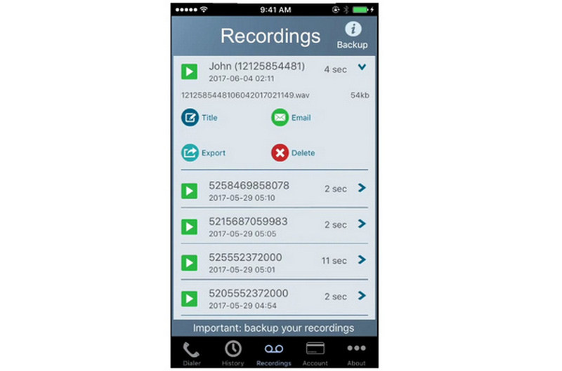 Call Recorder in Call Recorder -ominaisuudet