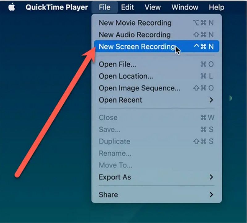 Εγγραφή οθόνης Quicktime Player