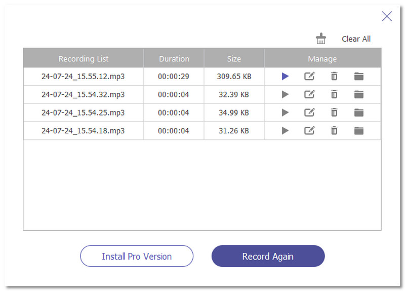 Vista previa en tiempo real en línea de la grabadora de audio gratuita Anymp4