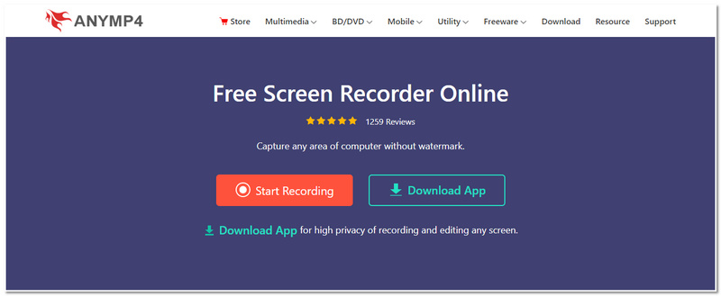 Anymp4 Free Screen Recorder Online