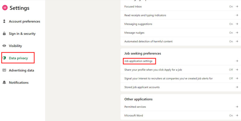 Change Job Application Settings