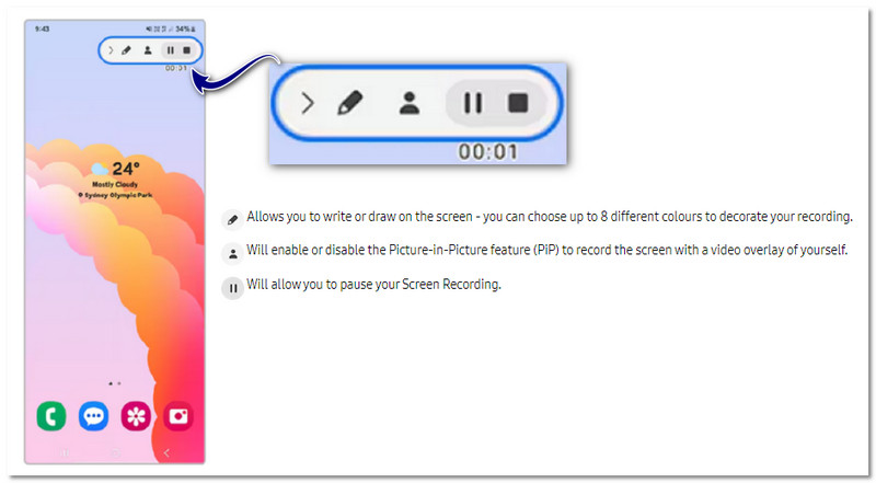 Funktionen des Samsung Screen Recorders