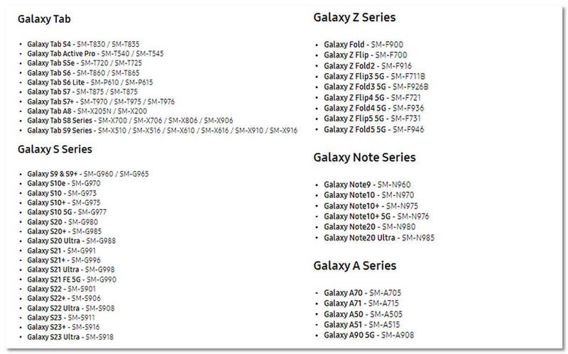 Samsung Screen Recorder Supported Devices