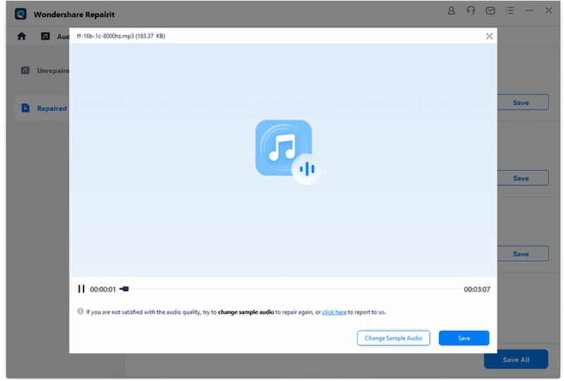 Wondershare Repairit Qualité audio