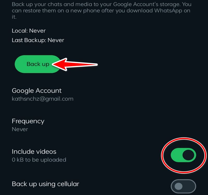 Esegui il backup di Whatsapp su Google Drive