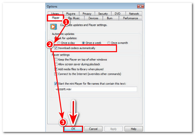 Check Automatic Download Codec