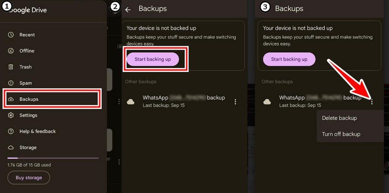 Pilih Backup Whatsapp