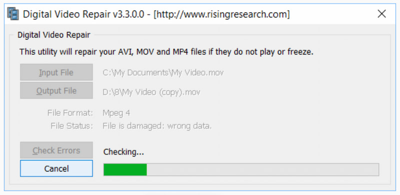 Sprawdzanie błędów naprawy cyfrowego wideo