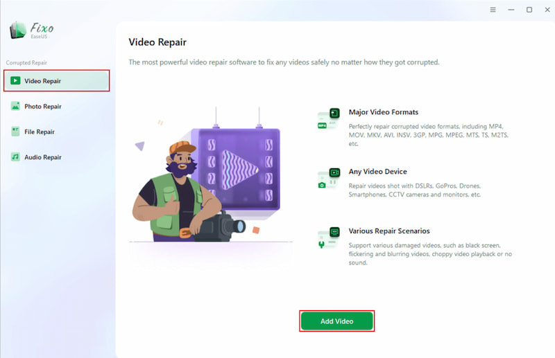 Fixo Video Repair Add Files