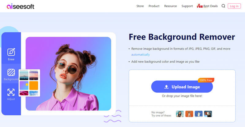 Интерфейс Aiseesoft Online Background Remover