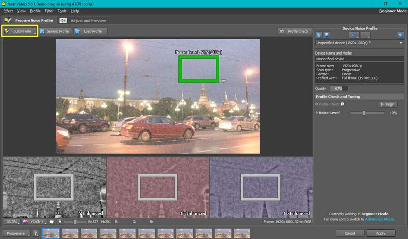 Build Noise Profile Neat Video Plug in
