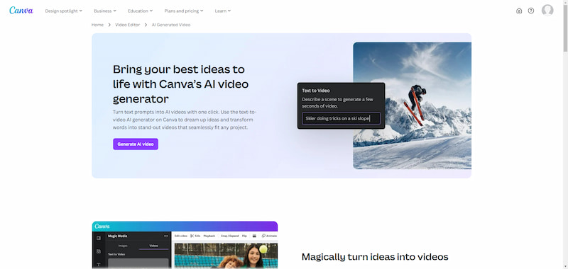 Canva Homepage