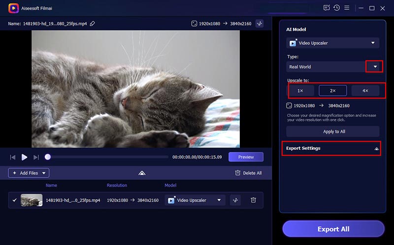 Filmai Video Upscaler Ai Settings