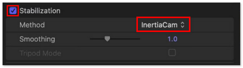 透過 Inertiacam 在 Final Cut Pro 中穩定視頻