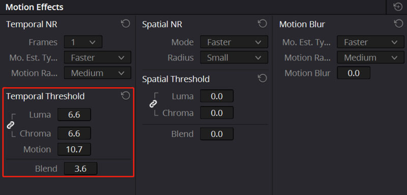 Temporal Nr in Davinci Resolve